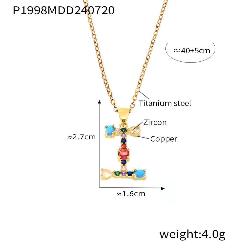 Zircon colorat cu microincrustație de cupru 26 de litere englezești, pandantiv individual personalizat, nișă, lanț clavicular hip-hop