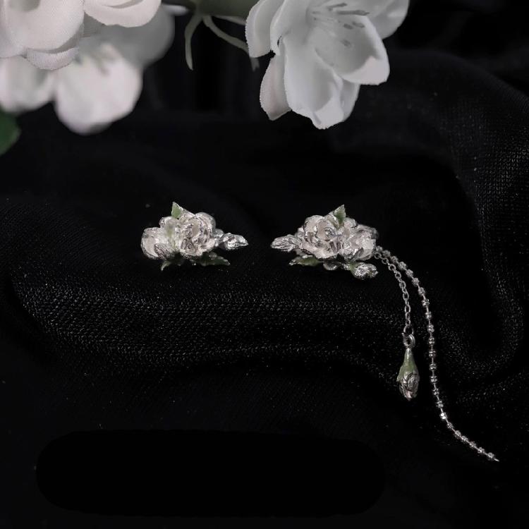 Clip On Earrings Asymmetrics Jasmine Ear Cuff Sturdy Alloy Jewelry Portable Fringe for Formal Event