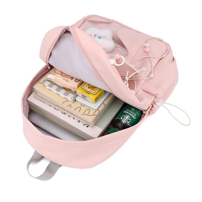 Women's Solid Color Backpack Large Capacity Student Schoolbag