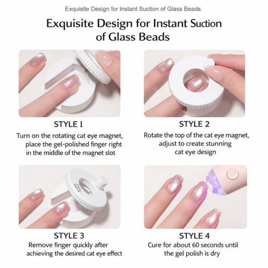 Rotating Cat Eyes Magnet Beginner Friendly Glass Bead Nail Magnet Spinner DIY Home Salon Women Gel Polish Nail Art Magnetic Tools