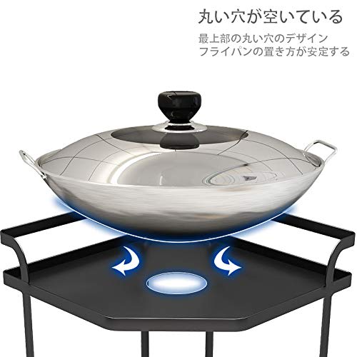 DOYADA Frying Pan Rack, Seasoning Storage Rack, 3-Tier Kitchen Corner Rack, Tower Pot Holder, Pot Rack Organizer, Steel Rack, Storage Cabinet/Pantry,