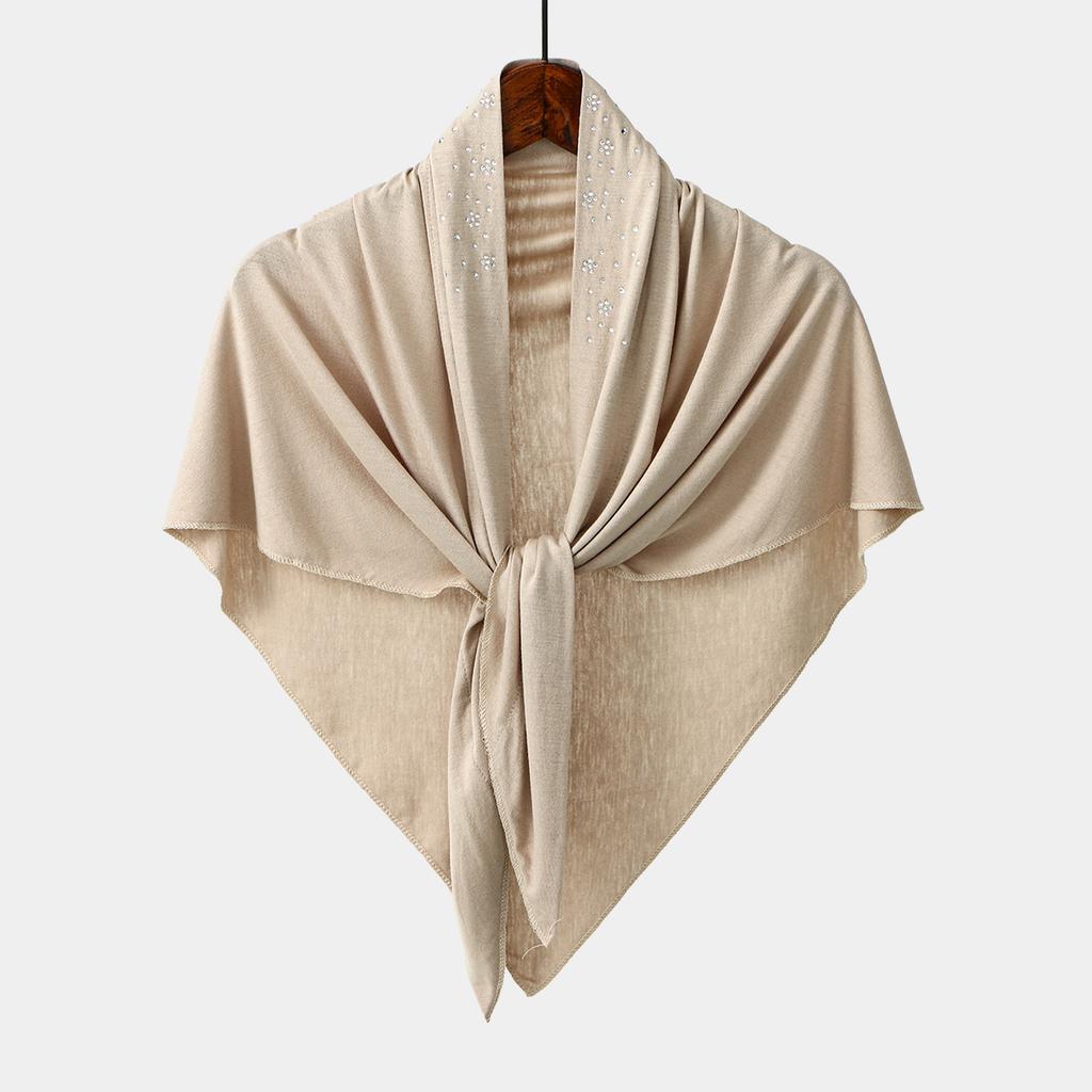 Diamond Modal Jersey Hijab Triangle Scarf Woman Muslim Hijab Shawls Ladies Soft Wraps Solid Color Islamic Headband Turban