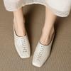 Fashion 2025 New Fashion Covered Toe Genuine Leather Women Thick Heels Casual Mules Summer Daily Walk Sheepskin Leather Slippers Sandals