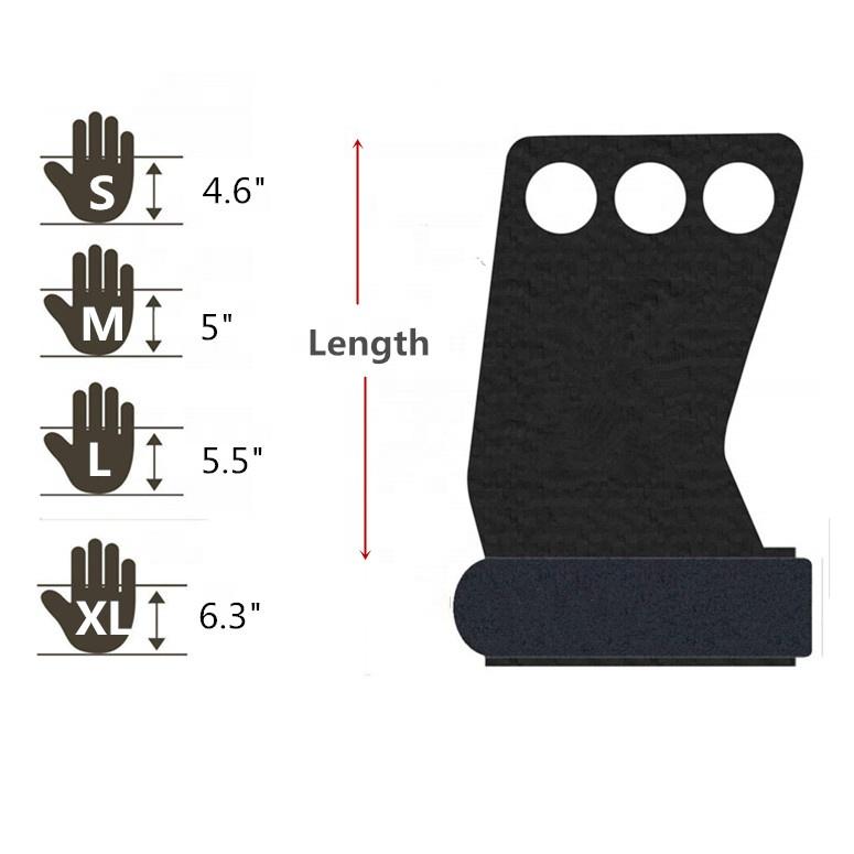 3 Hole Custom Gymnastics Grips for Pull up  Weightlifting  Body Pump Equip,sport, Carbon Fabric Gym Palm Protection Grips