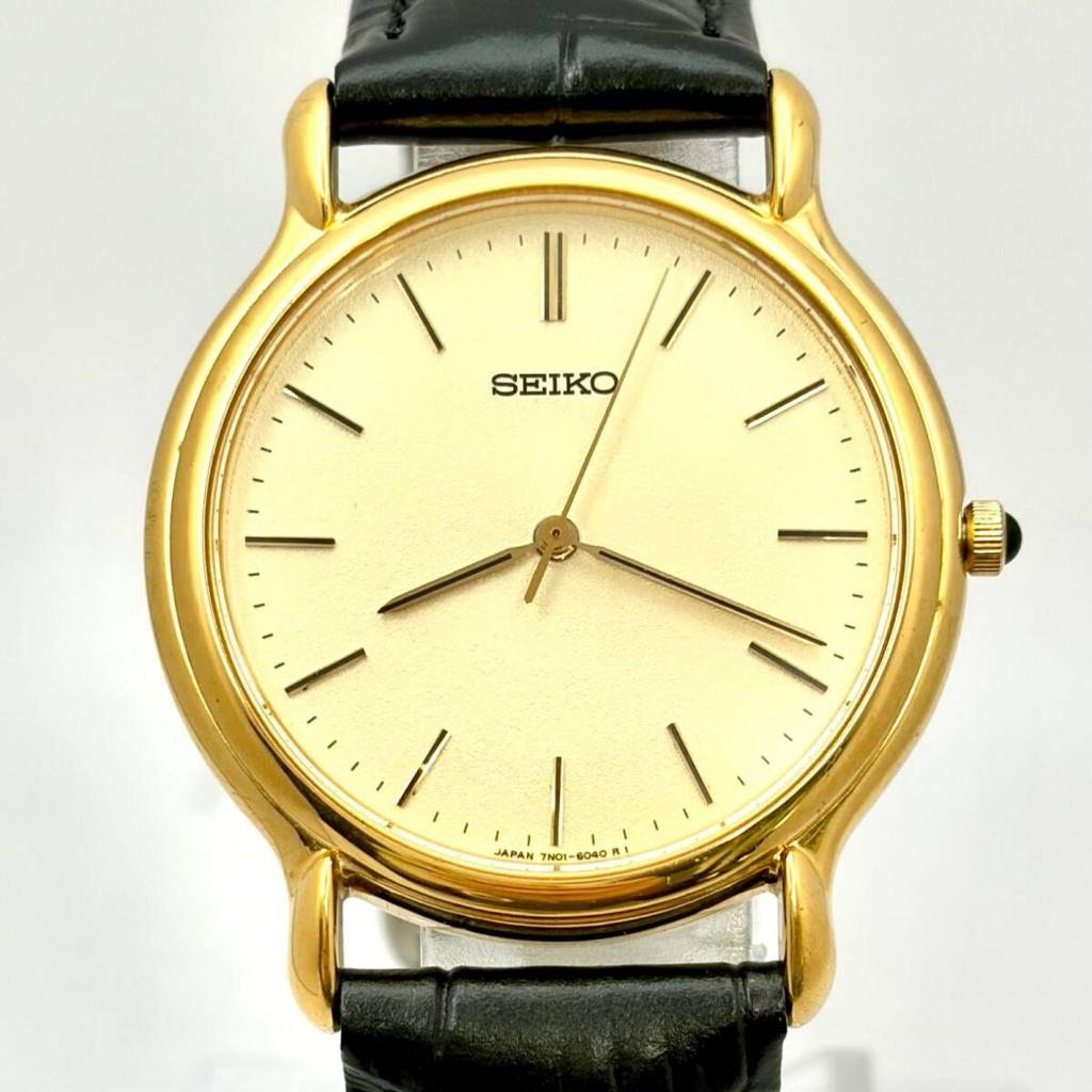 SEIKO Watch Gold 092522 New Strap with Engraving [Excellent Condition/ New Battery] Men's 7N01-6030