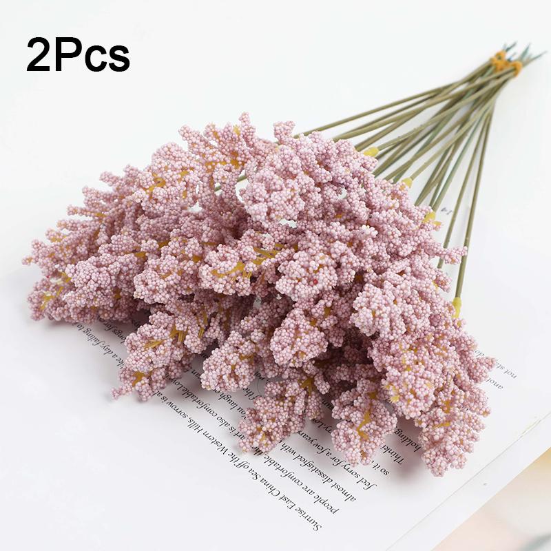 2PC Bundles Decorative Grain Ears Rustic Foam Real Touch Wheat Stalks Faux Home Decor Simulation Artificial Wedding 32cm