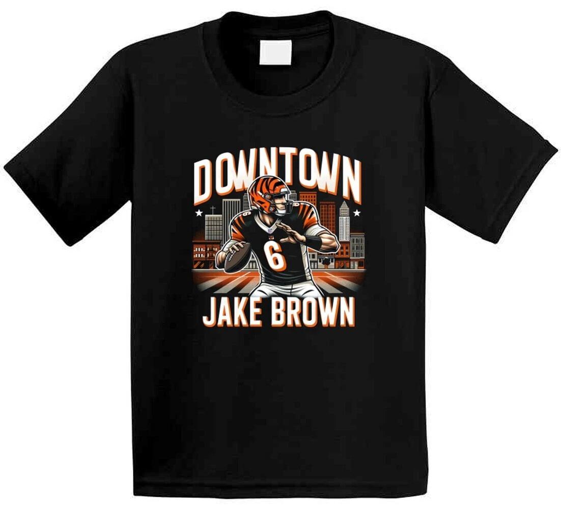 Джейк Браунинг Футболка с принтом Jake Browning Downtown Jake Brown Harajuku Графические футболки Оверсайз футболка Летний хлопок S