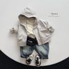 Kids' Plaid Color-Block T-Shirt~2025 Spring/Autumn Korean Mori Style Trendy for Boys & Girls