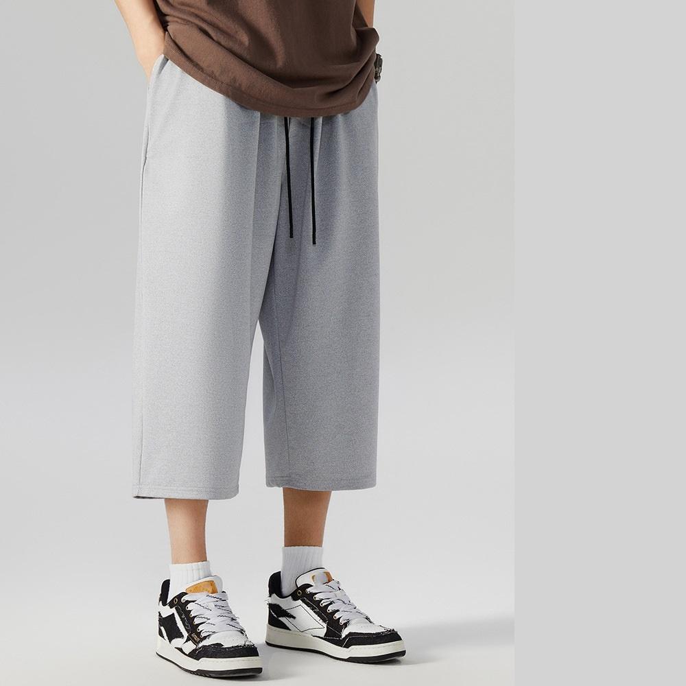 Summer Elastic Waist Plus Size Men's Cropped Pants Casual Pants