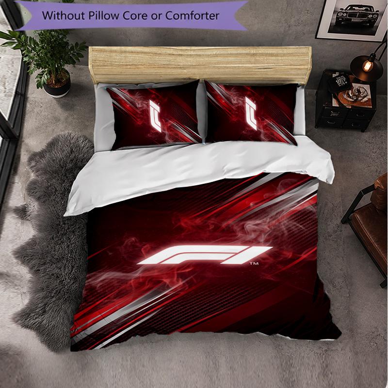 Set Biancheria da Letto 3 Pezzi in Microfibra con Motivo F1 Decorativo Copripiumino per Camera da Letto Uso Domestico
