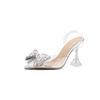 Summer Women's High Heels, Fashionable Pointed Toe Wine Glass And Bow Rhinestone High Heel Sandals