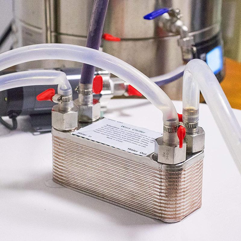 Homebrew Beer Wort Chiller, 30 Plate Heat Exchanger Brewing Beer Cooler Counterflow Chiller, Copper Brazed Floor Water Heating