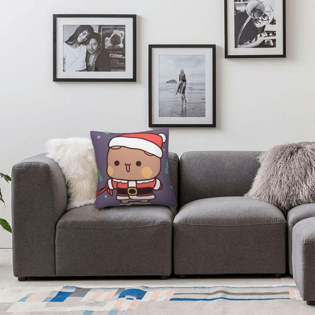 Dudu Bear And Bubu Panda Christmas Pillowcase Soft Polyester Cushion Cover Decoration Pillow Case Cover Chair Wholesale 45*45cm