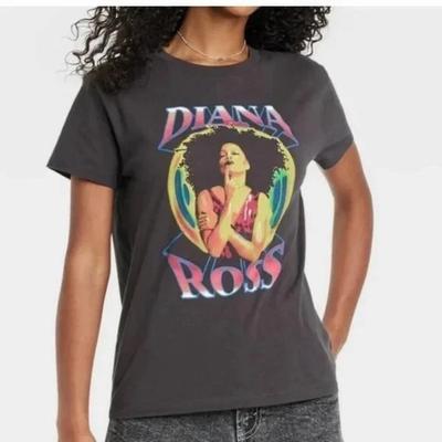 Diana Ross Ubrania Damskie Vintage Czarna Ikona R&B Koszulka Nowa Średnia