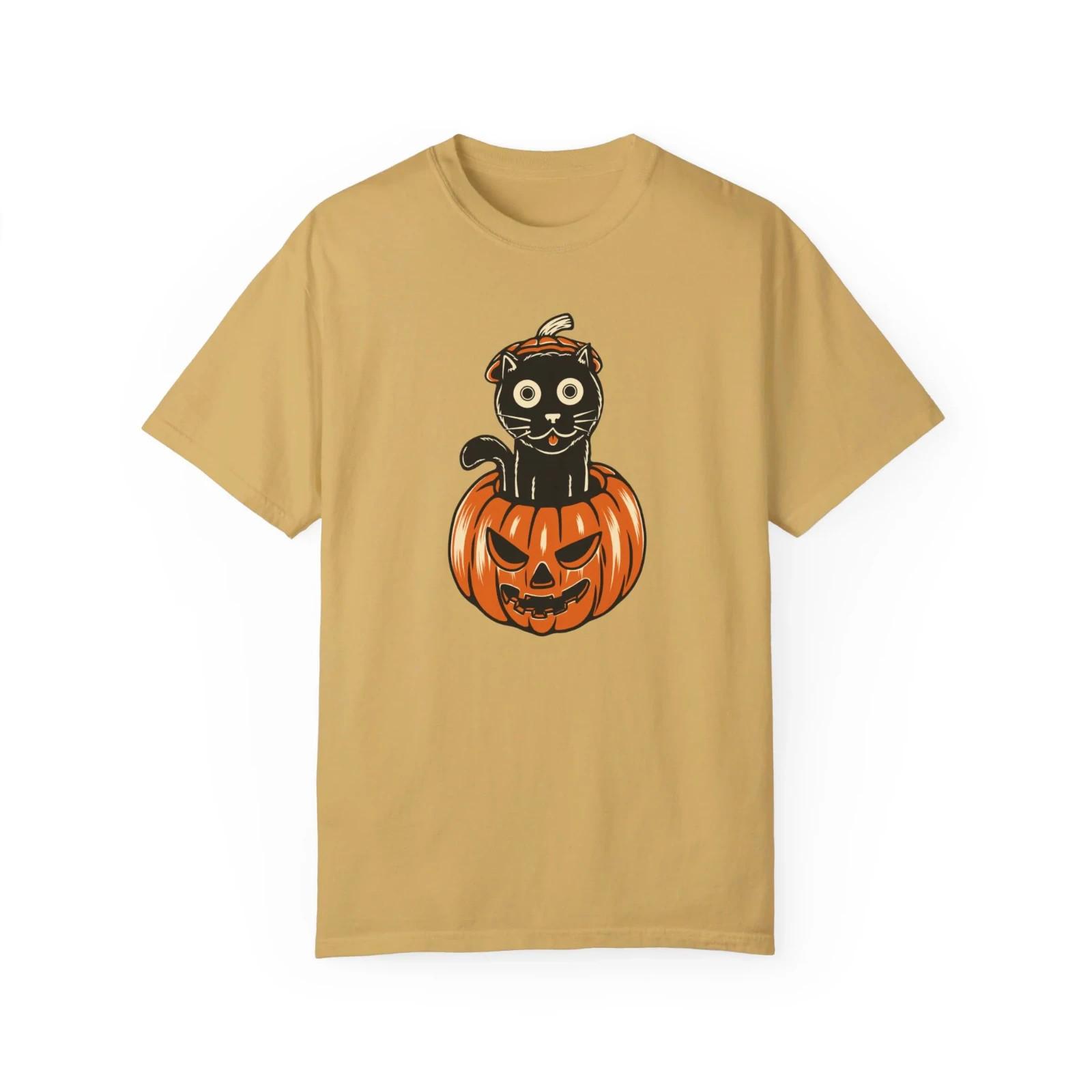 Men s Relaxed Comfort Fit T-Shirt | Round Neck, Spooky Halloween Printed Design S разноцветный