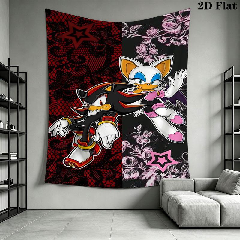 Hedgehog Sonic Wind Wall Hanging Printed Fabric Blanket Decorative Tapestries for Bedroom Living Room Home Decor