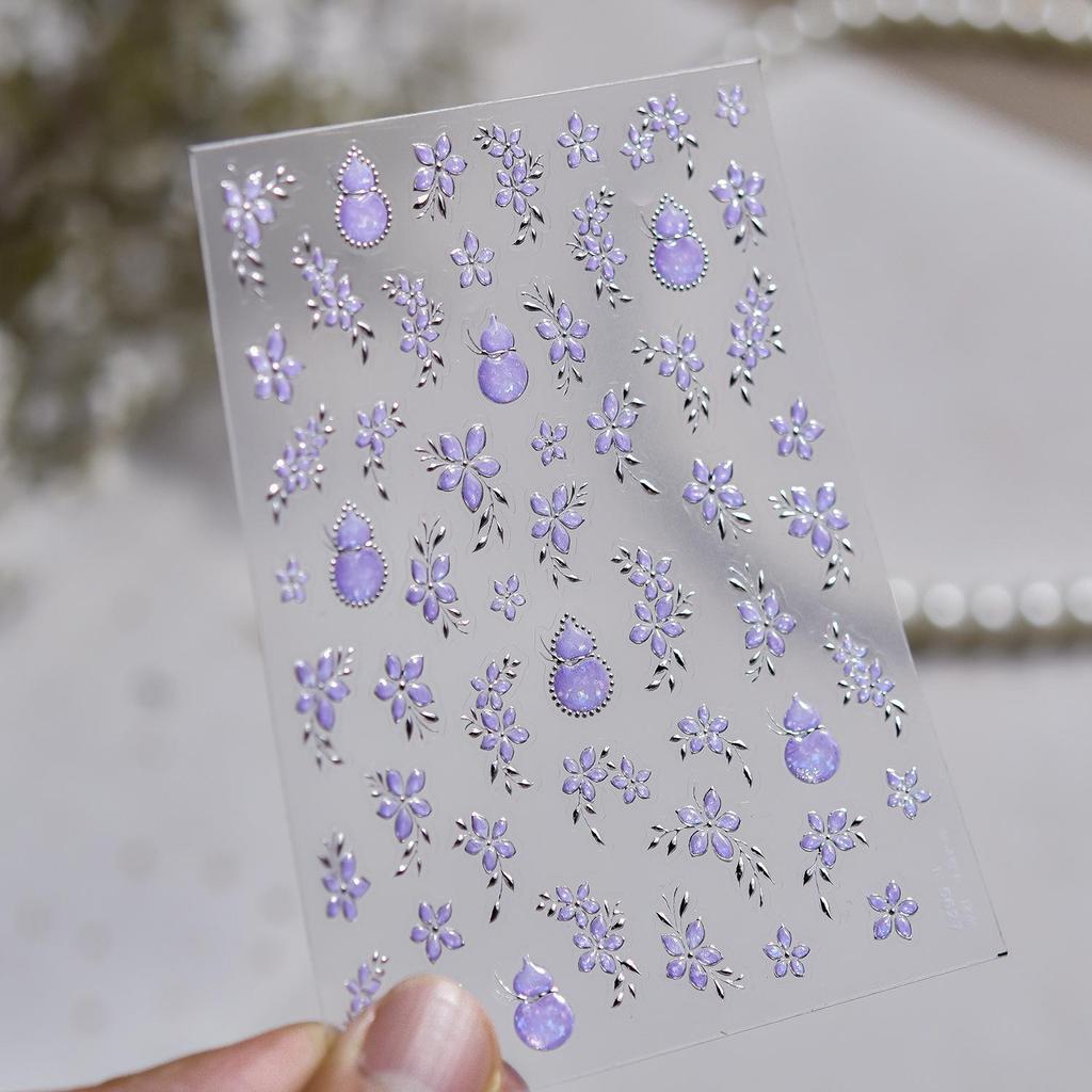 Tomoni Ice Transparent Light Luxury Nail Stickers - Purple Jade Gourd Design