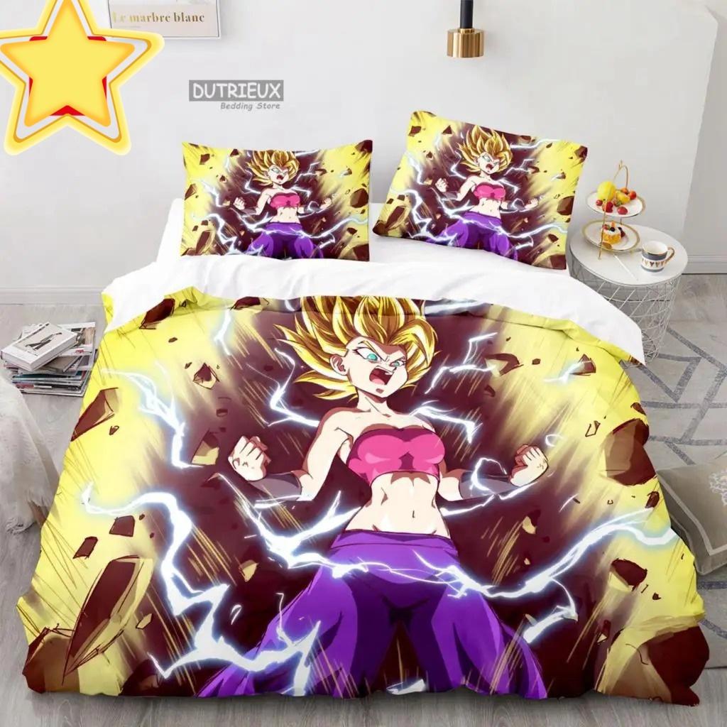 2026 Hot Sale Japanese Anime Dragon Ball Son Goku Bedding Set Quilt Cover Twin Full Bedroom Bed Decor for Teens Best Gifts