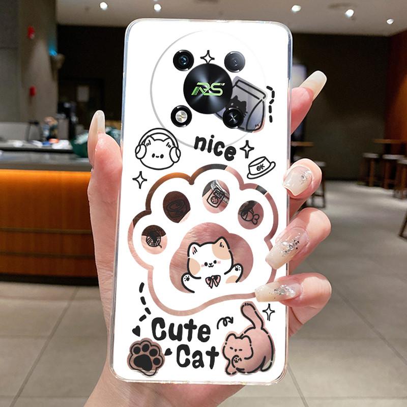 Casing For ITEL RS4 S666LN Case Aesthetic Fashion Cute Cat Cartoon Astronaut Soft Silicone Back Cover Transparent TPU Phone Case