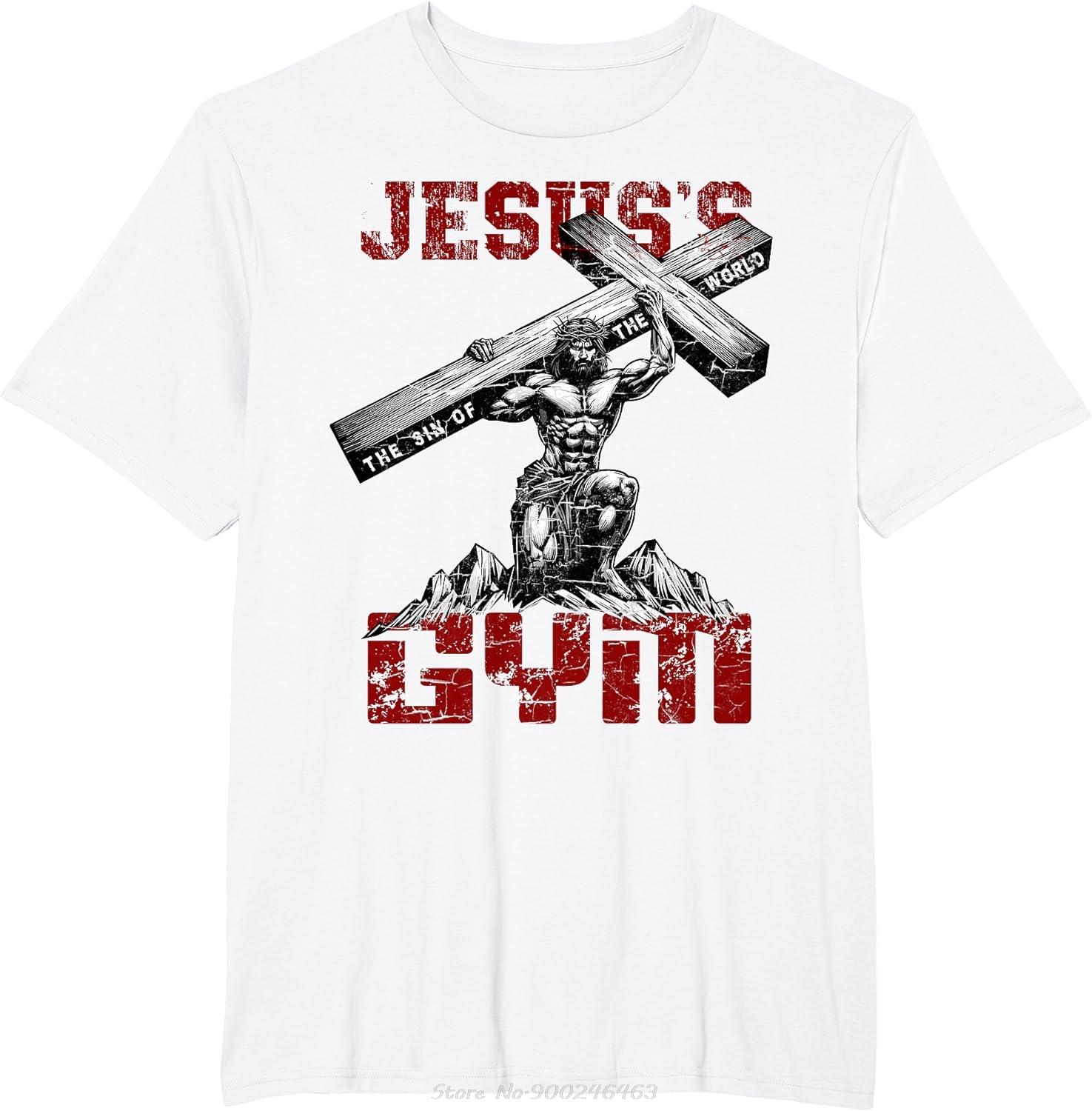 Christian Workout Tee Jesuss Gym Bodybuilder Motivation Tshirt Unisex Cotton Tshirt Fashion Hip Hop Streetwear Fitness T Shirt S