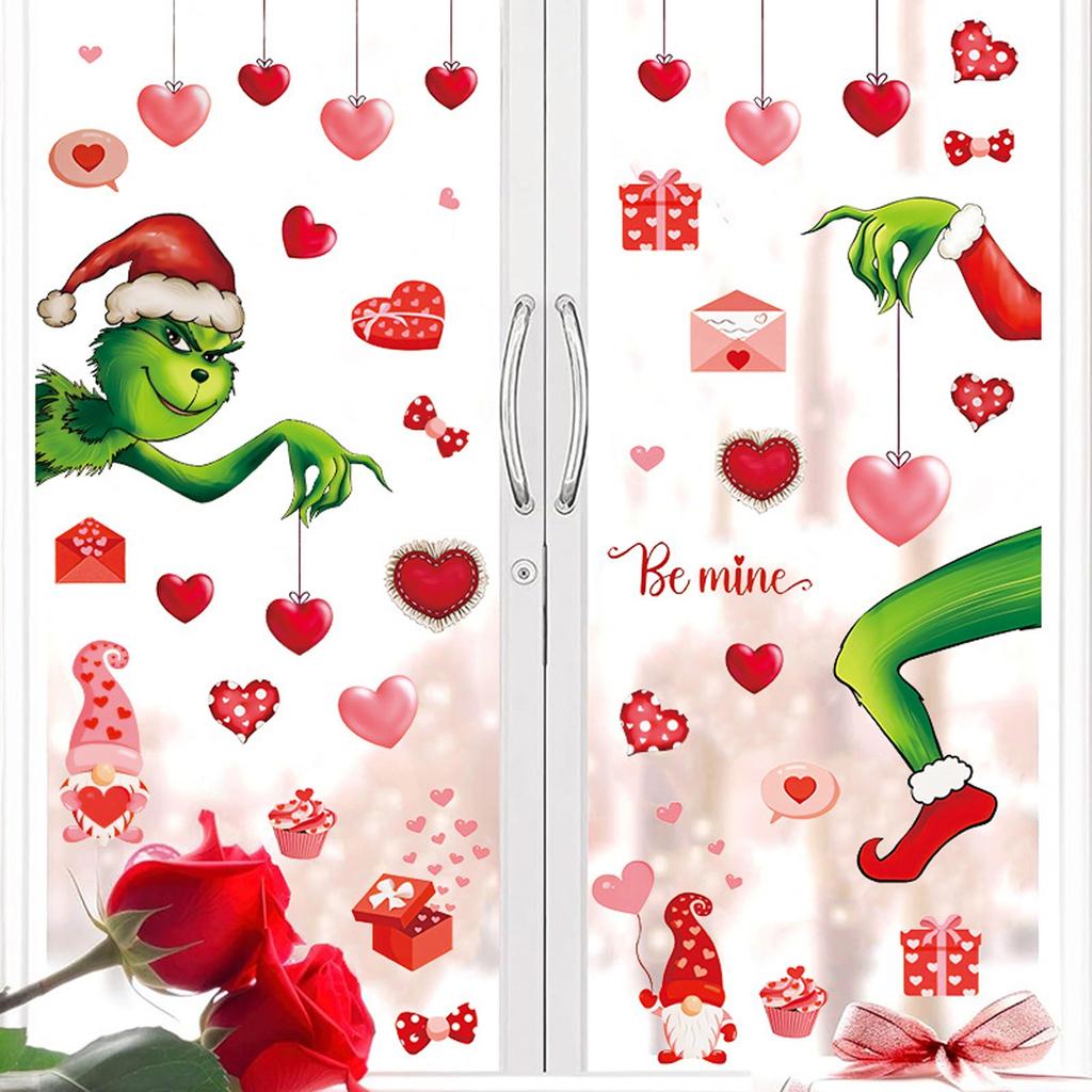 4 Sheets 43PCS Christmas Wall Stickers Window Stickers Fridge Stickers