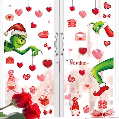 4 Sheets 43PCS Christmas Wall Stickers Window Stickers Fridge Stickers