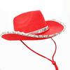 Cappello da Cowboy Rosa con Corona Bordata d'Argento per Festa in Maschera