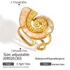 Youthway Fish Conch Turtle Crab Oil Drip Open Rings For Women 18K Gold PVD Plated Stainless Steel Rings Fashion Jewelry Gift