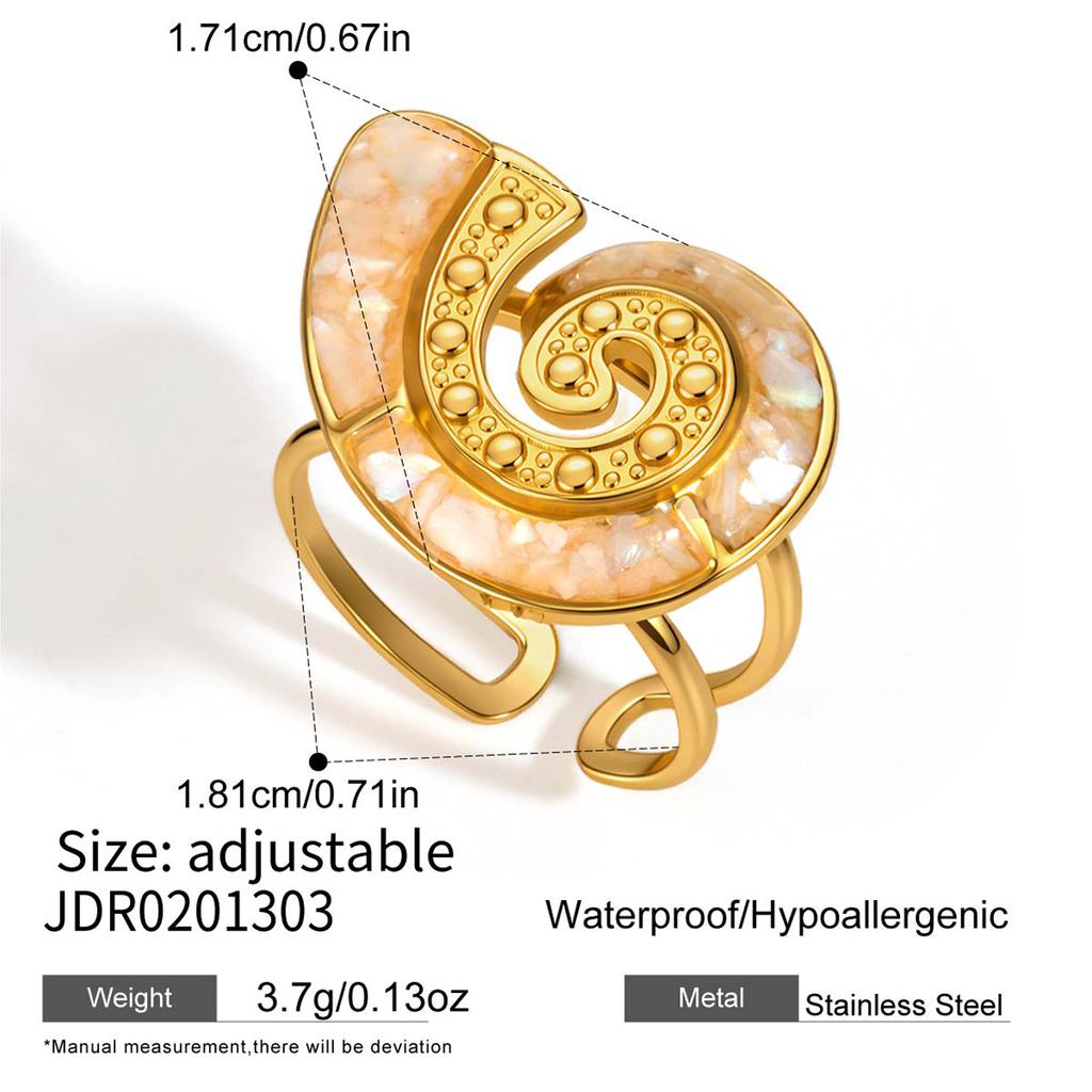 Youthway Fish Conch Turtle Crab Oil Drip Open Rings For Women 18K Gold PVD Plated Stainless Steel Rings Fashion Jewelry Gift