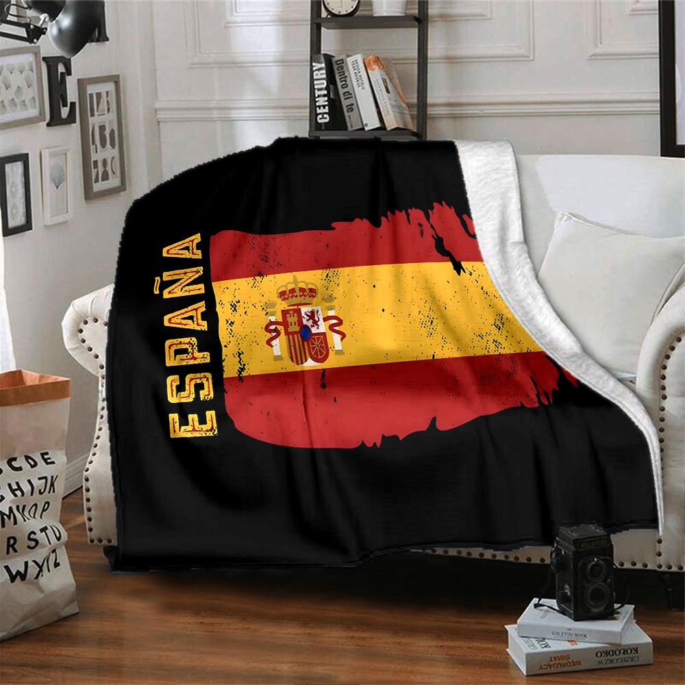 Coperta in Flanella con Stemma di Spagna, Poliestere Morbido, Design Moderno, Per Tutte le Stagioni per Campeggio, Viaggi, Regali per Feste o Compleanni