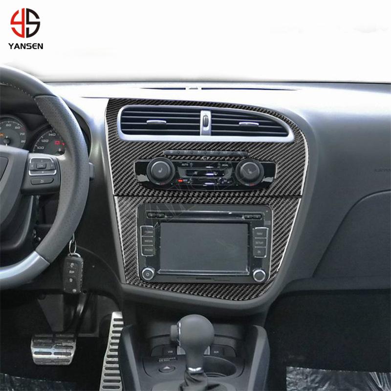 sdbn7 Car Instrument AC CD Panel Carbon Fiber Sticker For SEAT Leon 2005 2006 2007 2008 2009 2010 2011 2012 Interior Accessories