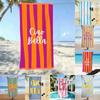 1Pc Ciao Bella Striped Beach Towel, Vibrant Orange And Purple Pool Towel For Summer Vacation