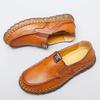 Handmade Leather Men Casual Shoes Luxury Designer Soft Men's Loafers Non-slip Brown Slip On Flats Man Moccasins Large Size 38-47