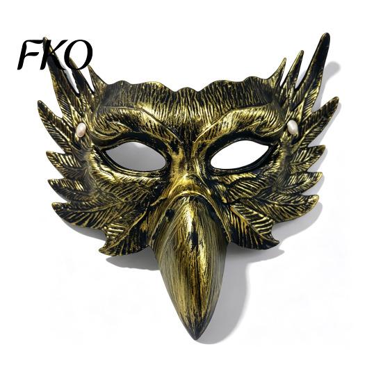 Decorative Party Mask Halloween Eagle Half Face Mask, Vintage Gold Unique Winged Masquerade Gothic Cosplay Props Retro Theme