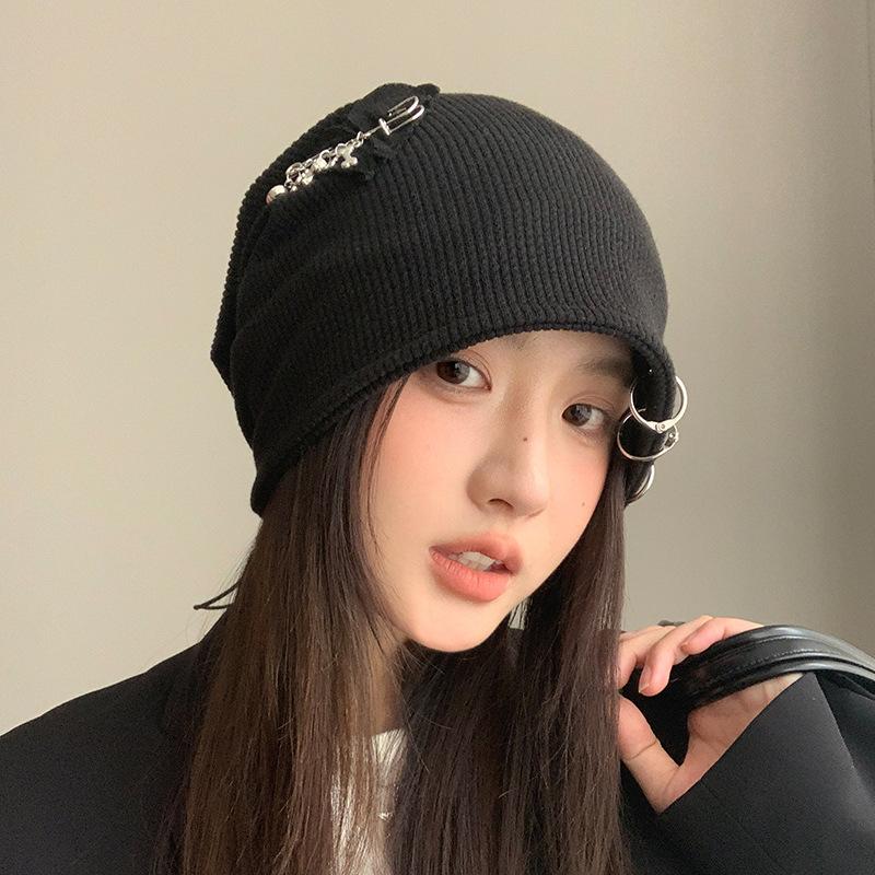 Autumn and Winter Hats for Women Korean Style Baotou Hat Big Head Circumference Showing Face Small Pile of Hats Retro Casual Versatile Knitted Hat
