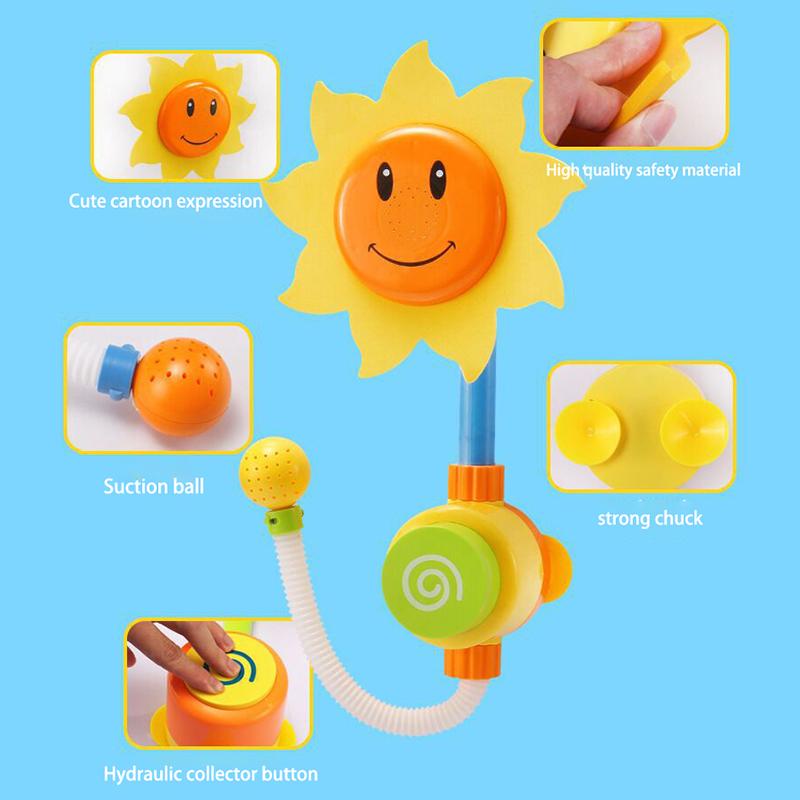 Baby Funny Water Game Bath Toy Bathing Tub Sunflower Shower Faucet Spray Water Spout Play Swimming Bathroom Bath Toys For Kids