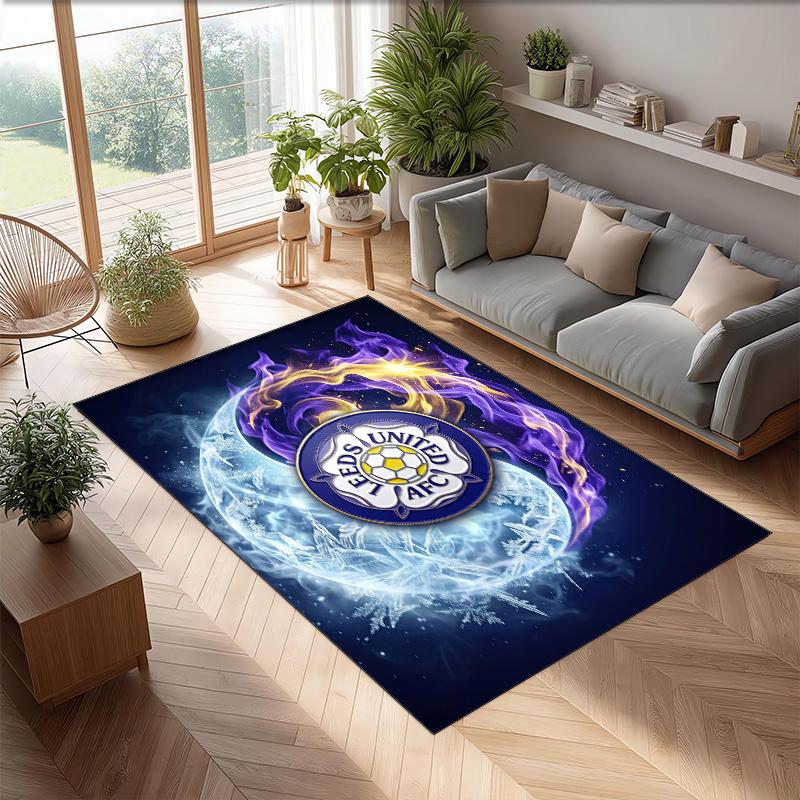 Tappeto in Velluto di Cristallo con Stampa del Leeds United Football, Comodo Assorbente d'Acqua Antiscivolo Tappeto per Pavimenti Interni
