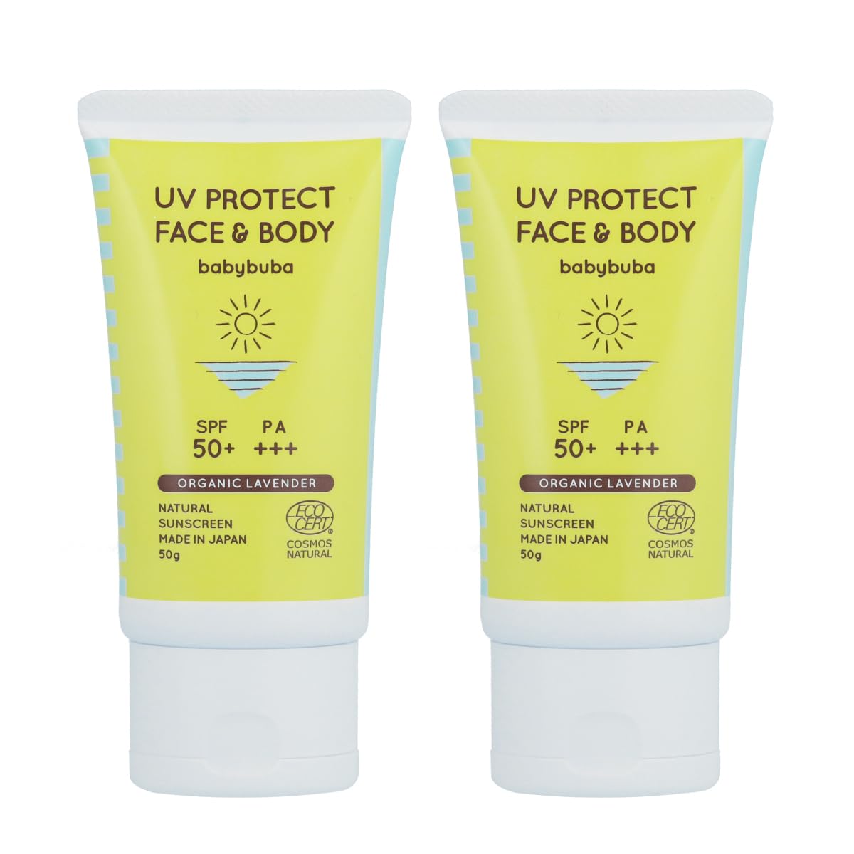 

babybuba Органическое УФ-молочко Детский крем Защита лица и тела Солнцезащитный крем Без поглотителей УФ-излучения Сделано в Японии Для всего тела 50 г Без добавок и SPF50+ PA+++ (2)