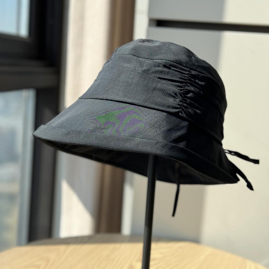 Spring and Summer New Sun Hat Children Versatile Pleated Bow Big Eaves Bucket Hat Small Face Foldable Basin Hat Tide