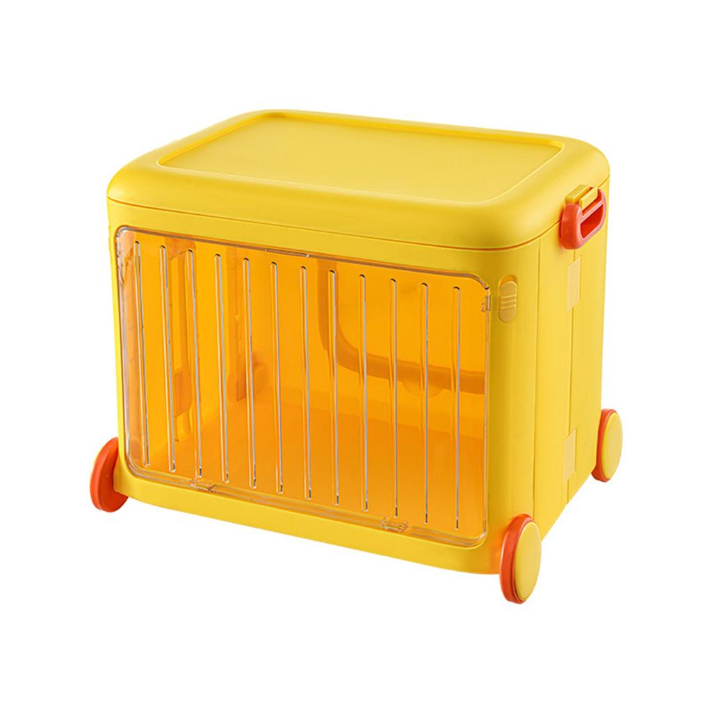 Kids Stackable Storage Bins Transparent Movable Collapsible Storage Bins with Wheels for Toys Books