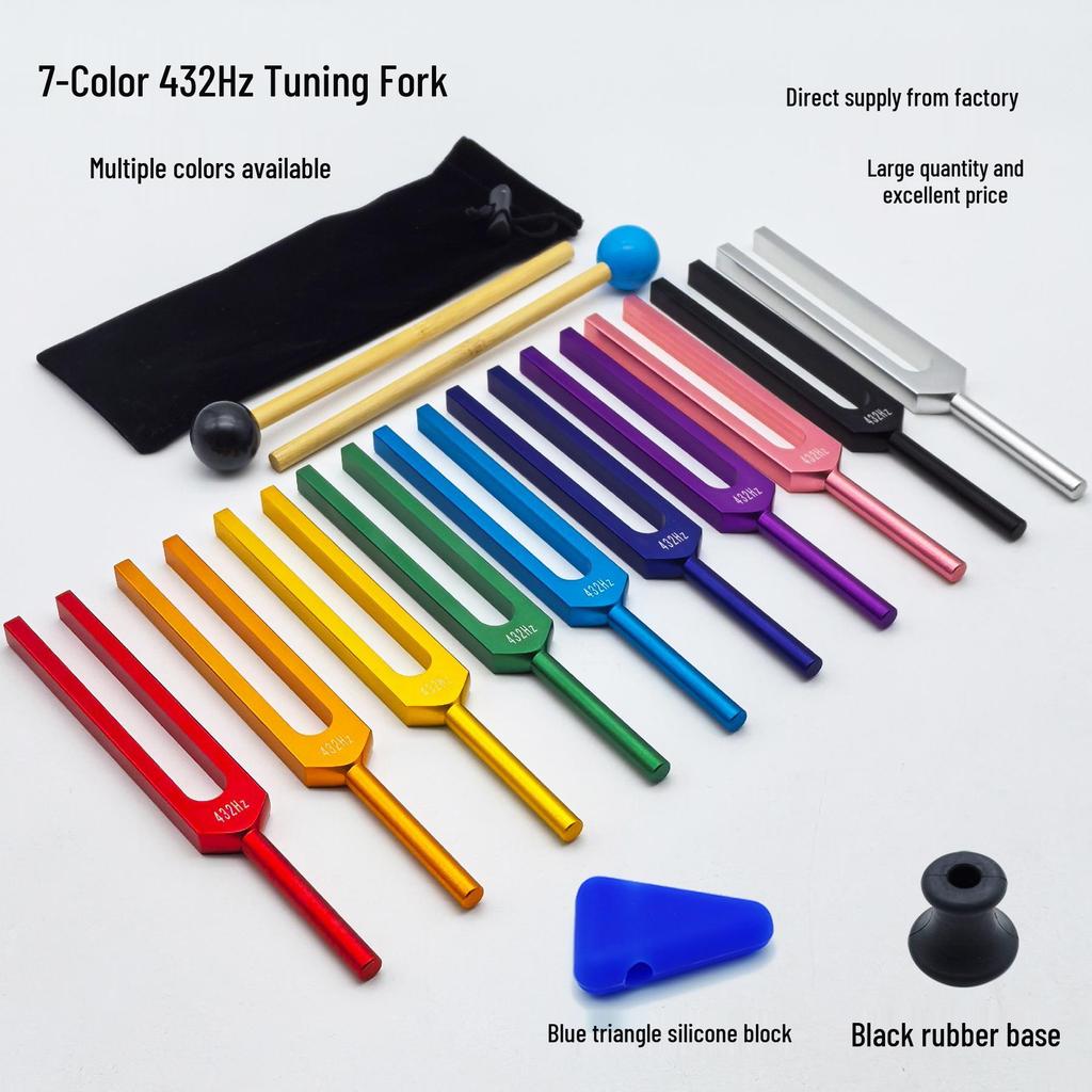 Gold 432HZ Aluminum Alloy Colored Tuning Fork with Triangle Shape.