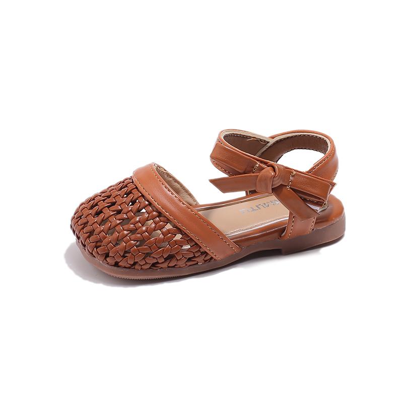 

Braided toe cap girls sandals with soft soles summer new style for children and babies anti-kick lightweight princess sandals 25