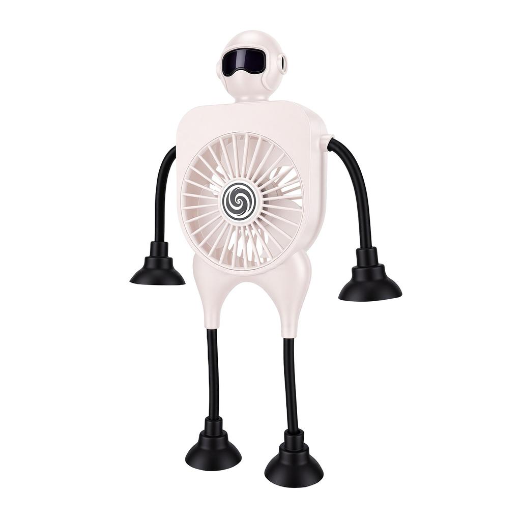Desk Fan Robot Shape with Suction Cup 100 Speeds Digital Display USB Rechargeable Mini Desk Fan for Bedside Nightstand
