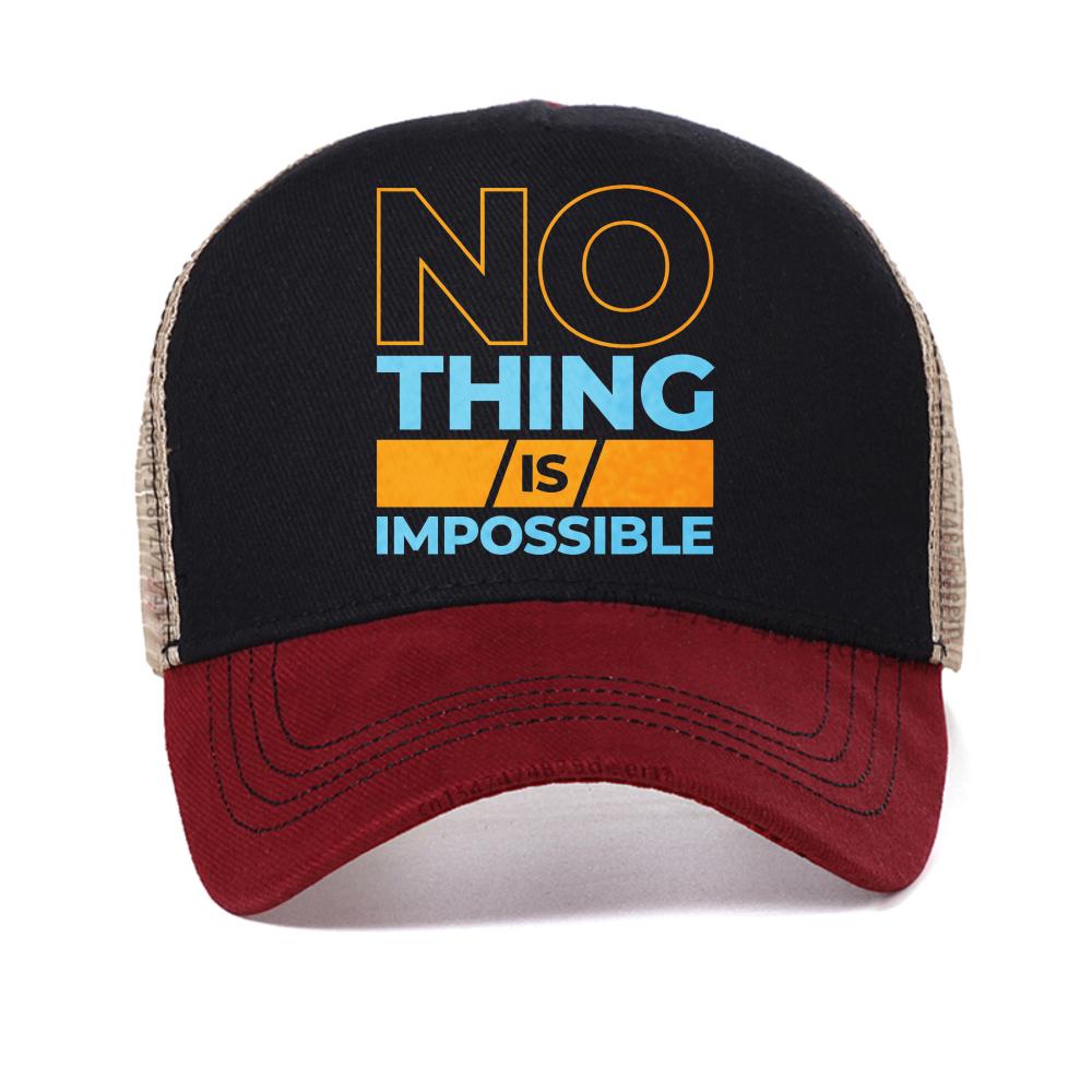 Unisex kšiltovka s potiskem Nic Není Nemožné Streets baseballová kšiltovka Unisex Dámská Letní Prodyšná Snapback kšiltovky ležérní síťovaná Trucker Hat