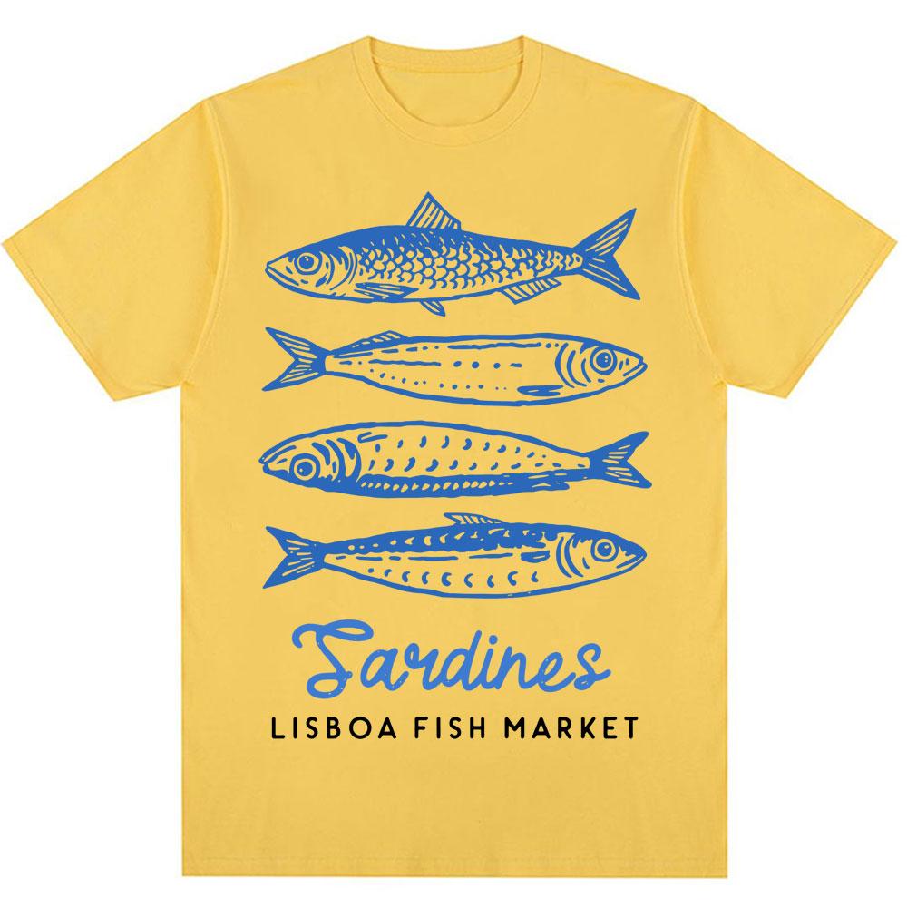 

Funny Fish Market Print T-shirt Kawaii Fashion Men Women Harajuku High Quality T Shirts Loose Cotton Casual Summer T Shirt S