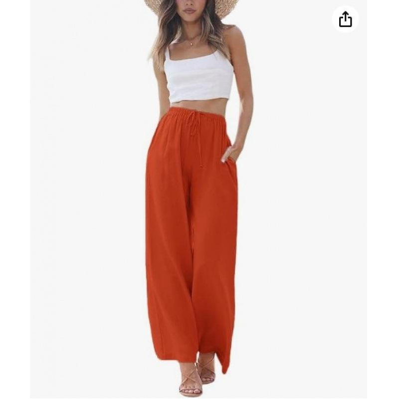 JKASHDK Women's Fashion Casual Solid Color Print High Waist Trousers Pants & Capris