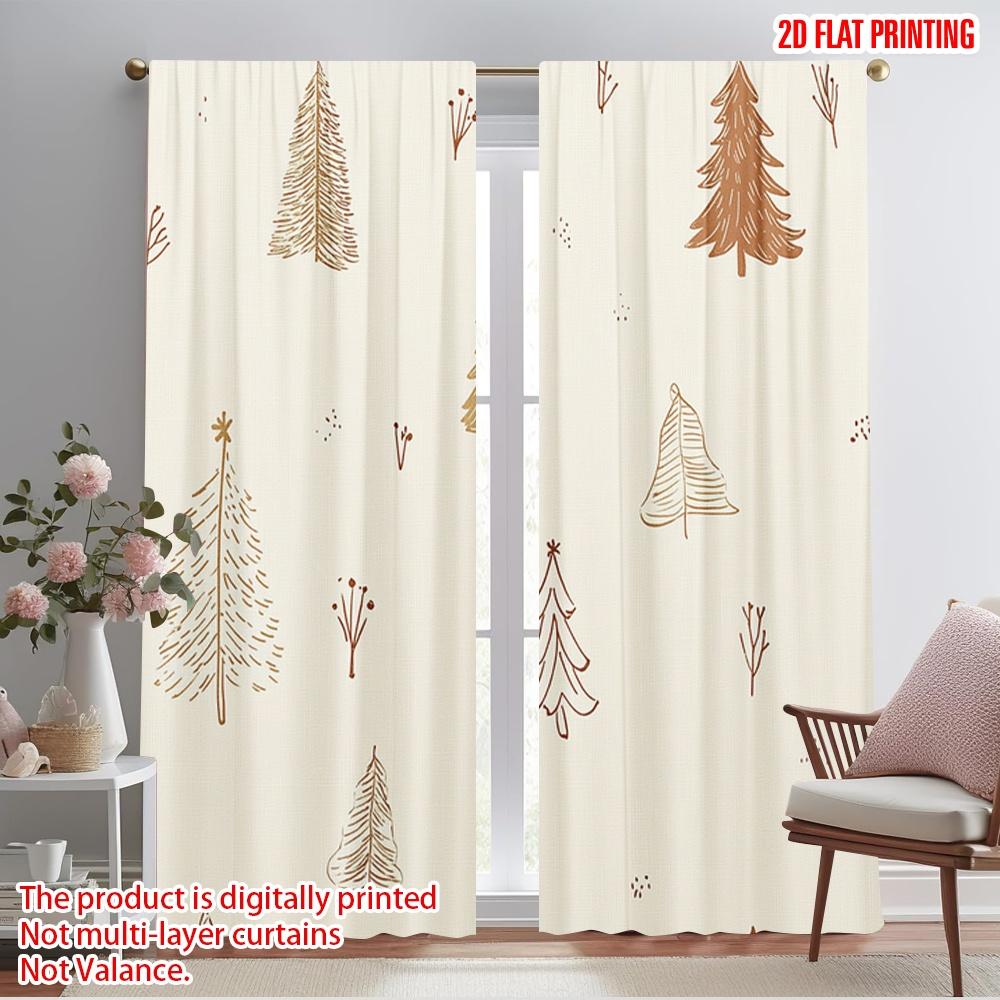 

2pcs,2D plane printing Light Filtering Curtains Cute Christmas Trees Bunny Bear (3) Versatile Durable Polyester (without rod) 52.50×116.00 CM 2pcs