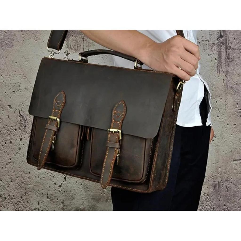 New Leather Messenger Bag for Men, Brown Leather Satchel, Mens Messenger HandBag, Mens Leather Laptop Bag, Personalized Leather Briefcase