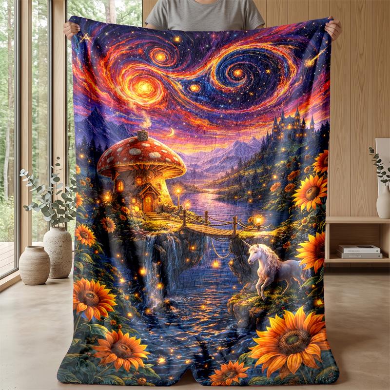 Fairy Rainbow Magic Theme blanket Lightweight Warm Flannel Blanket Decorative Throw Blanket for Home Decoration