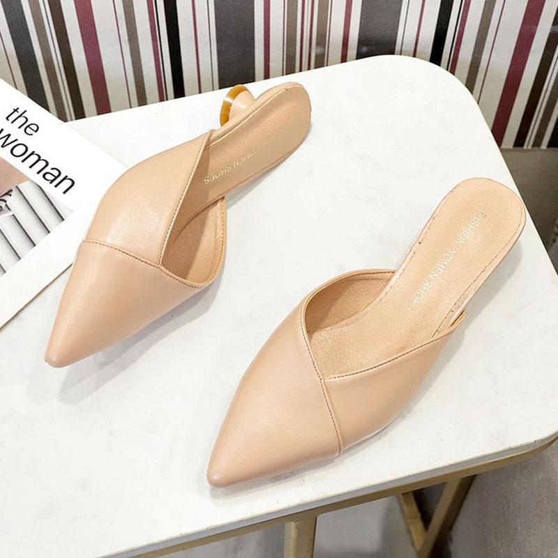 Summer New 2025 Women Half Slippers Fashion Wine Glass Heel Sandals Slip On Ladies Low Heel Slippers Elegant Women Shoes WSH4381